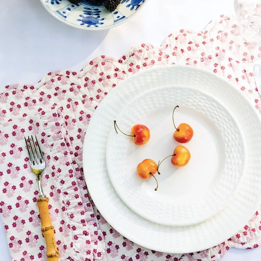Hot Trudie Abigail Pink Ruffled Dinner Napkin - Set of 4