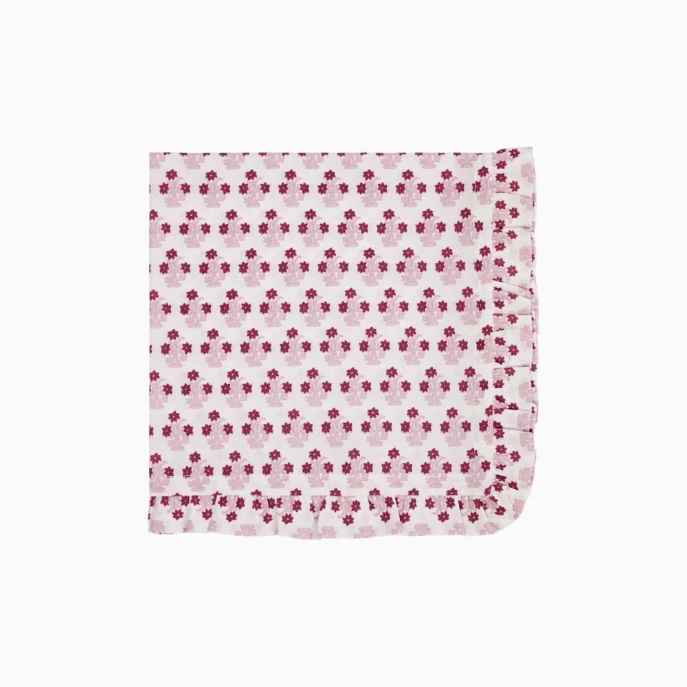 Hot Trudie Abigail Pink Ruffled Dinner Napkin - Set of 4