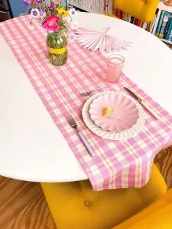 Sale Archive New York Abigail Plaid Table Runner in Bubblegum
