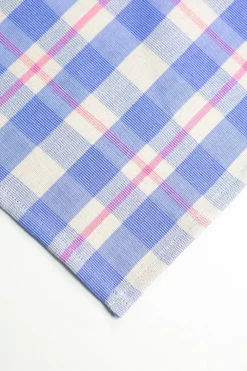 Online Archive New York Abigail Plaid Table Runner in Periwinkle Blue and Pink
