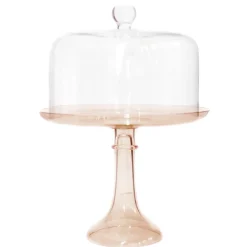Estelle Colored Glass Amber Smoke Glass Cake Stand