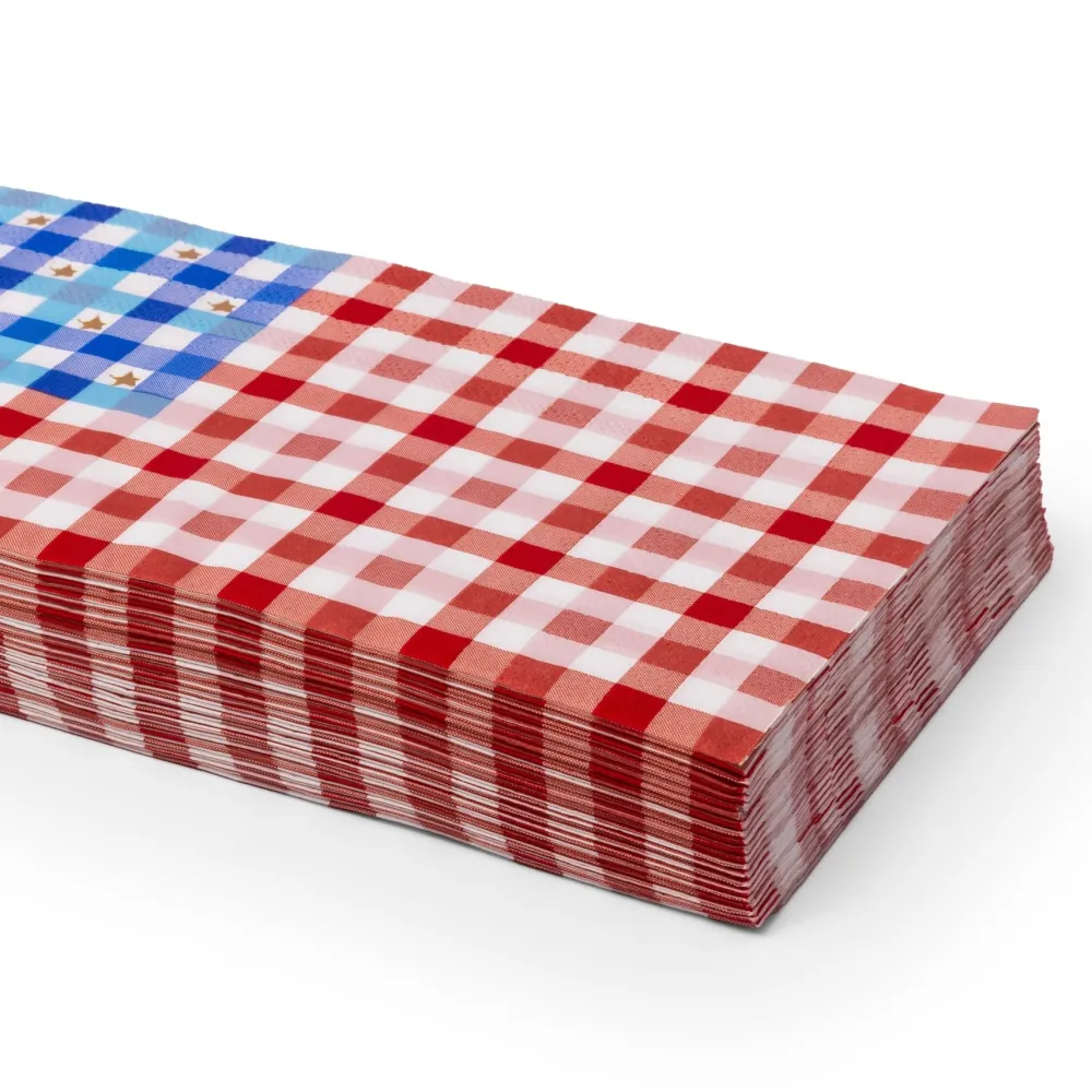 Discount Bonjour Fete American Flag Gingham Guest Towels