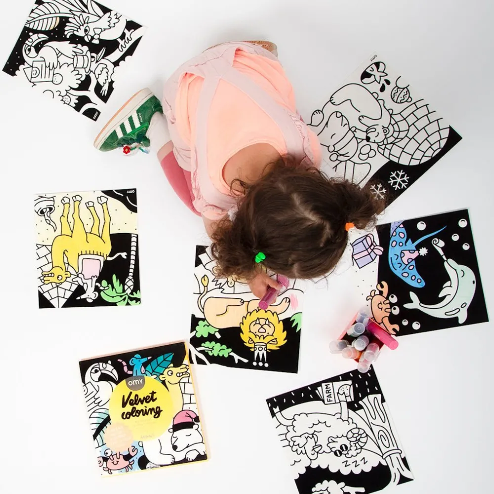 OMY U.S. Animal Velvet Coloring Set
