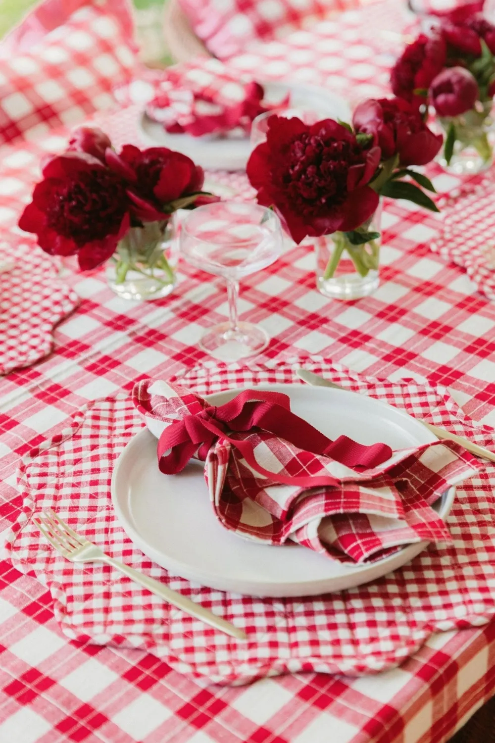 Heather Taylor Home Annabelle Plaid Red Napkins