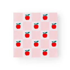 Online Bonjour Fete Apple & Pink Checker Large Napkins