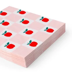 Online Bonjour Fete Apple & Pink Checker Large Napkins