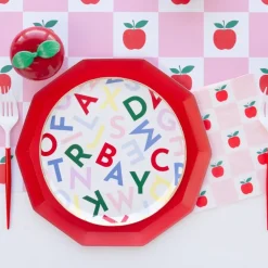 Online Bonjour Fete Apple & Pink Checker Large Napkins