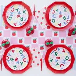 Discount Bonjour Fete Apple & Pink Checker Table Runner
