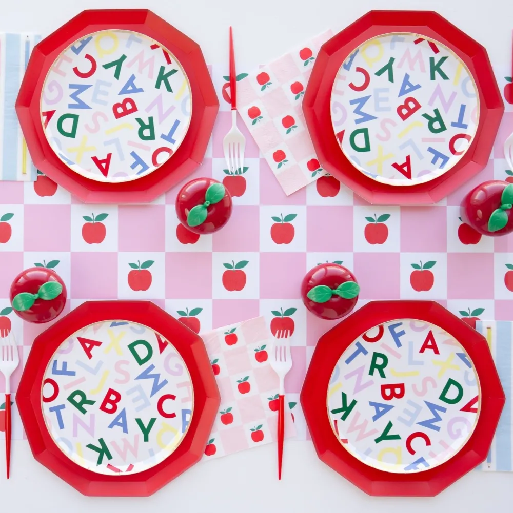 Discount Bonjour Fete Apple & Pink Checker Table Runner