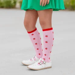Clearance Little Stocking Co. Apple Scalloped Knee High Socks