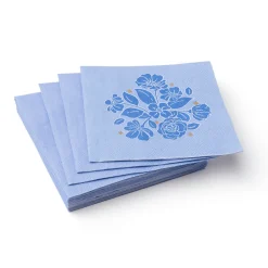 Hot Bonjour Fete Belle Blue Elegant Floral Cocktail Napkins
