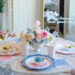 Hot Bonjour Fete Belle Blue Elegant Floral Cocktail Napkins