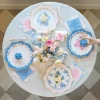 Clearance Bonjour Fete Belle Blue Elegant Floral Dessert Plates