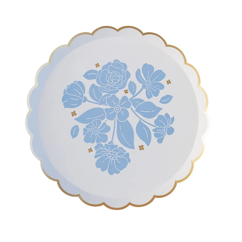 Clearance Bonjour Fete Belle Blue Elegant Floral Dessert Plates