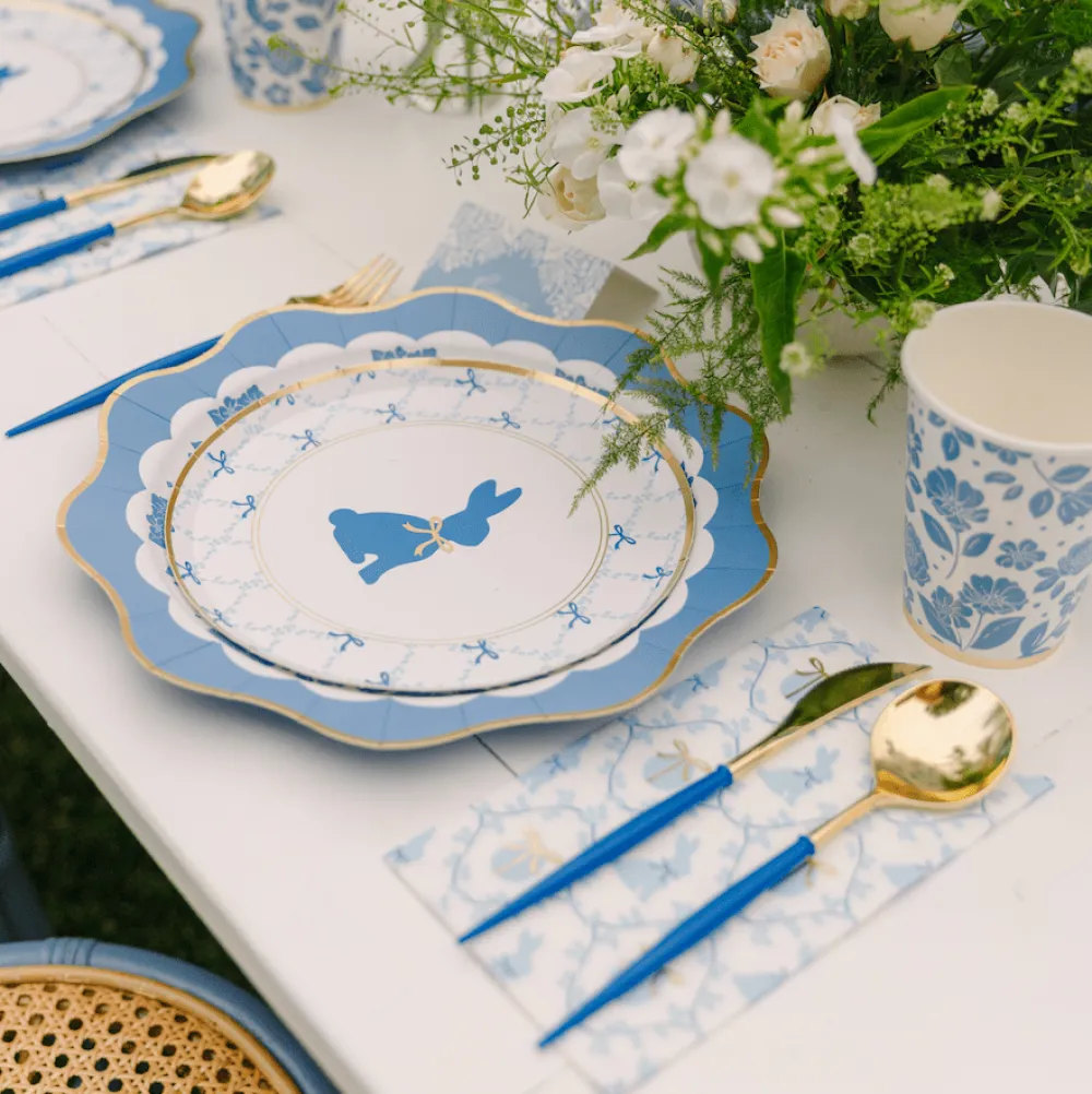 Discount Bonjour Fete Belle Blue Elegant Floral Dinner Plates