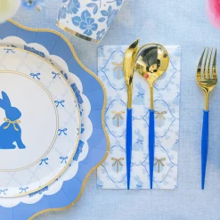 Discount Bonjour Fete Belle Blue Elegant Floral Dinner Plates