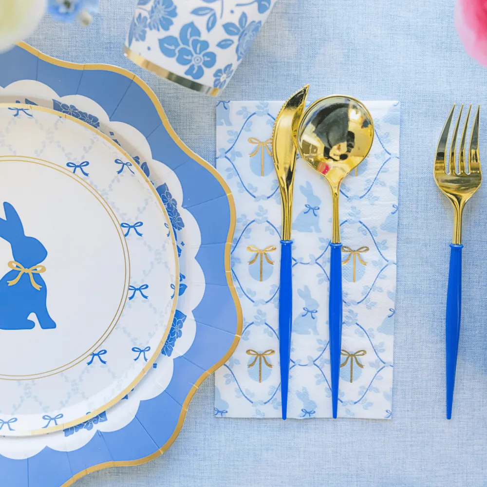 Discount Bonjour Fete Belle Blue Elegant Floral Dinner Plates
