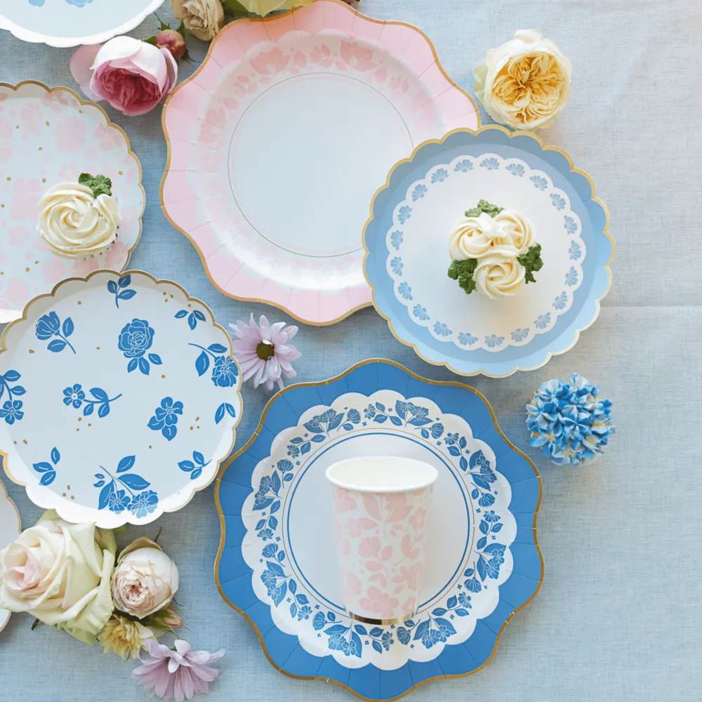 Discount Bonjour Fete Belle Blue Elegant Floral Dinner Plates