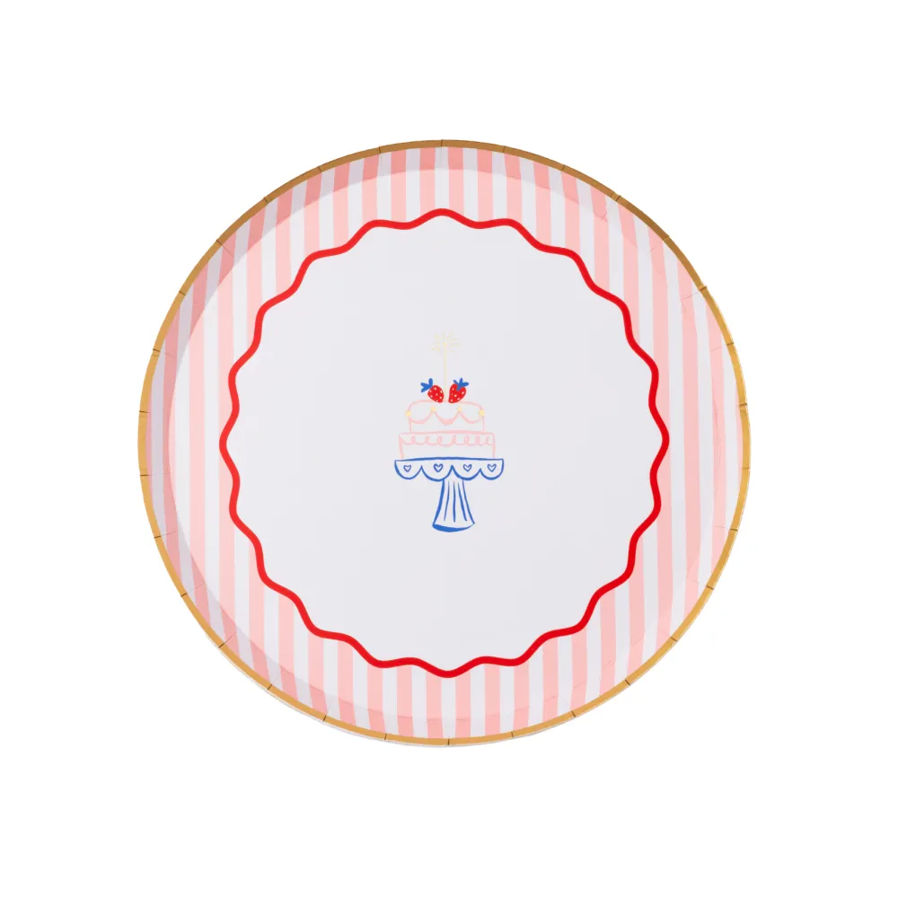 Discount Bonjour Fete Birthday Cake Small Plates