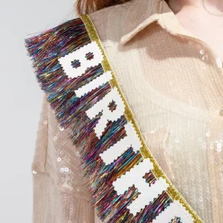 Online Packed Party Birthday Vibes Tinsel & Glitter Sash