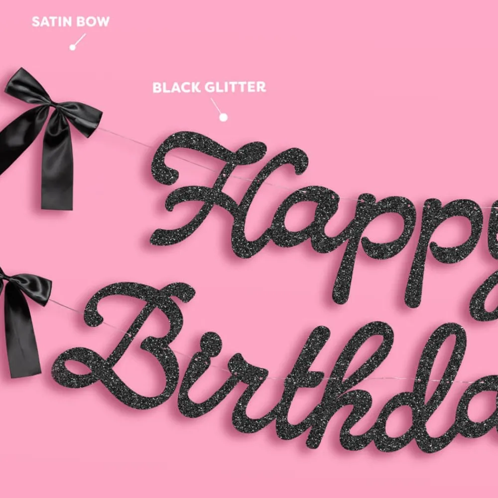 Online xo, Fetti Black Bow Happy Birthday Banner