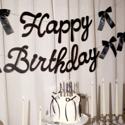Online xo, Fetti Black Bow Happy Birthday Banner