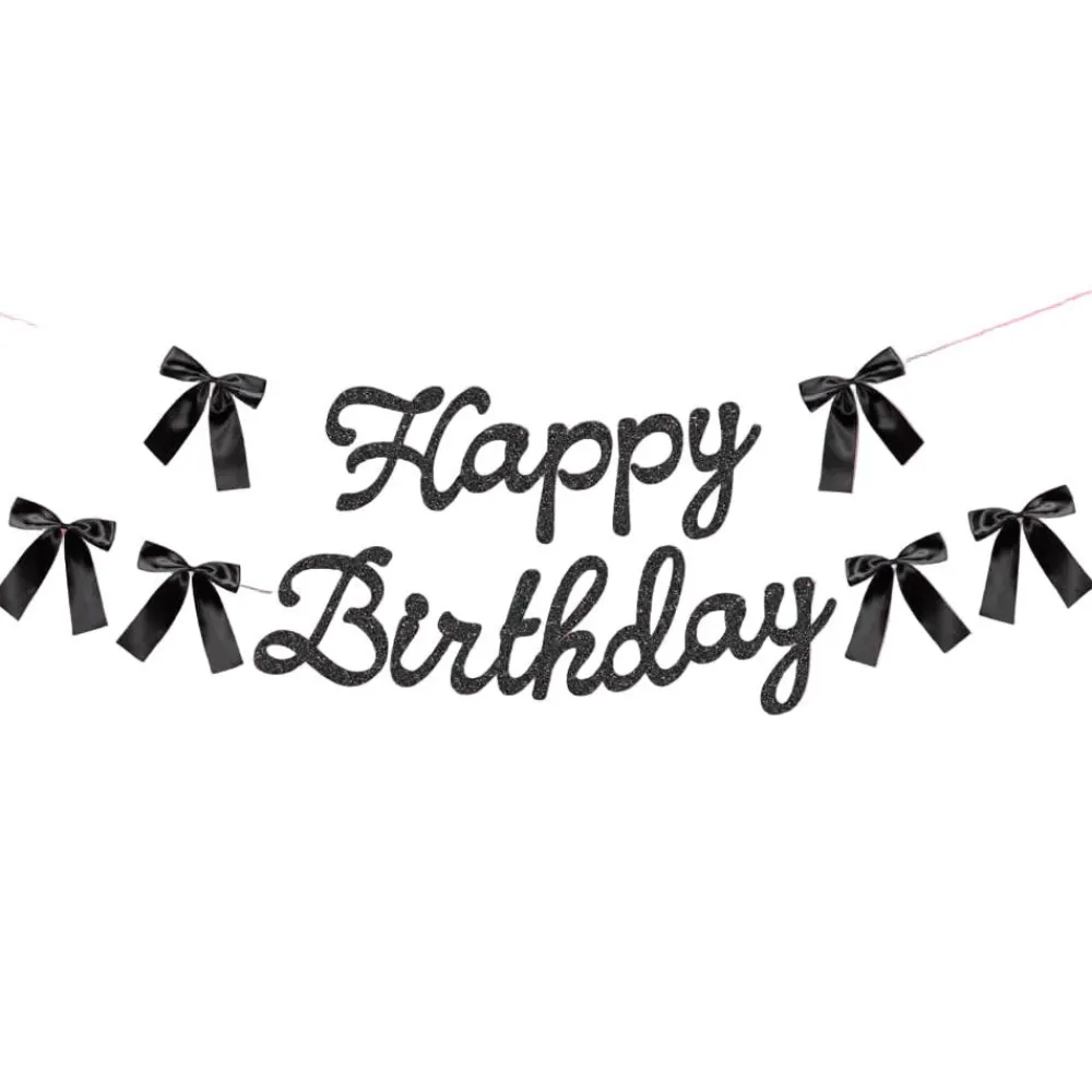 Online xo, Fetti Black Bow Happy Birthday Banner