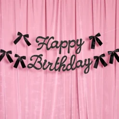 Online xo, Fetti Black Bow Happy Birthday Banner