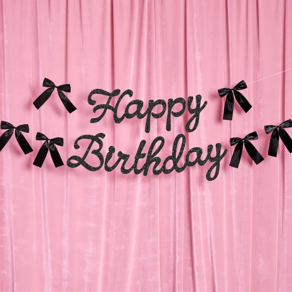 Online xo, Fetti Black Bow Happy Birthday Banner