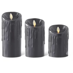 Outlet K&K Interiors Black Flameless Pillar Candle