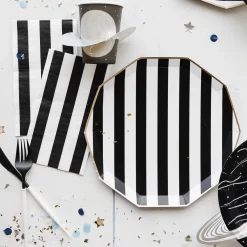 Hot Bonjour Fete Black Noir Cabana Stripe Guest Towels