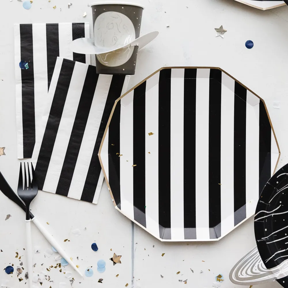 Hot Bonjour Fete Black Noir Cabana Stripe Guest Towels