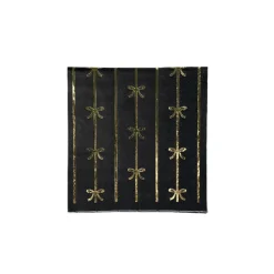Sale Bonjour Fete Black Noir & Gold Signature Bow Small Napkins