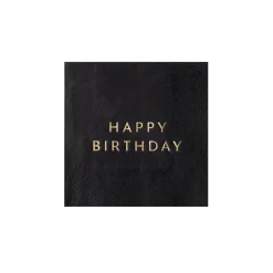 Best Bonjour Fete Black Noir Happy Birthday Cocktail Napkins