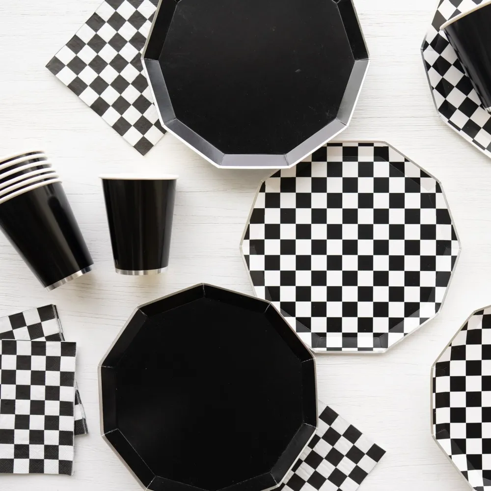 Hot Bonjour Fete Black Noir Premium Dinner Plates