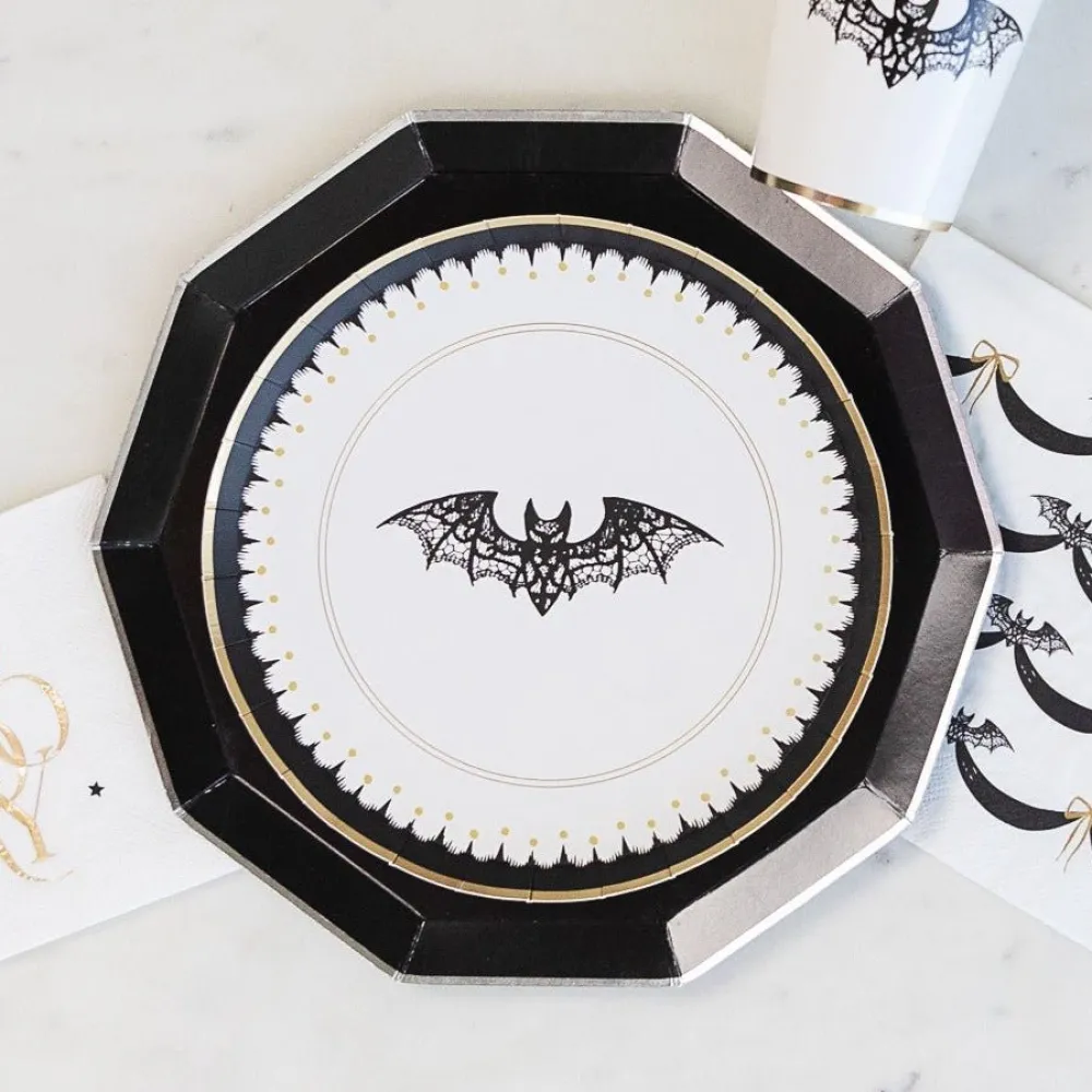 Hot Bonjour Fete Black Noir Premium Dinner Plates