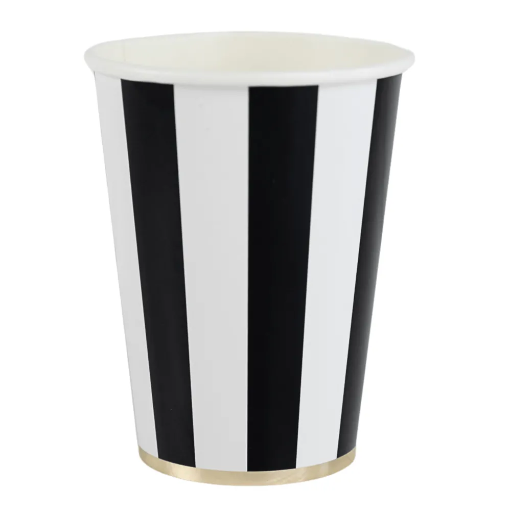 Hot Bonjour Fete Black Noir Signature Cabana Stripe Cups