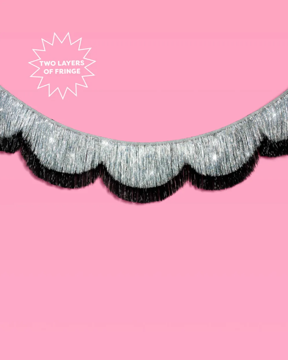 xo, Fetti Black & Silver Scallop Fringe Banner
