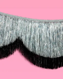 xo, Fetti Black & Silver Scallop Fringe Banner