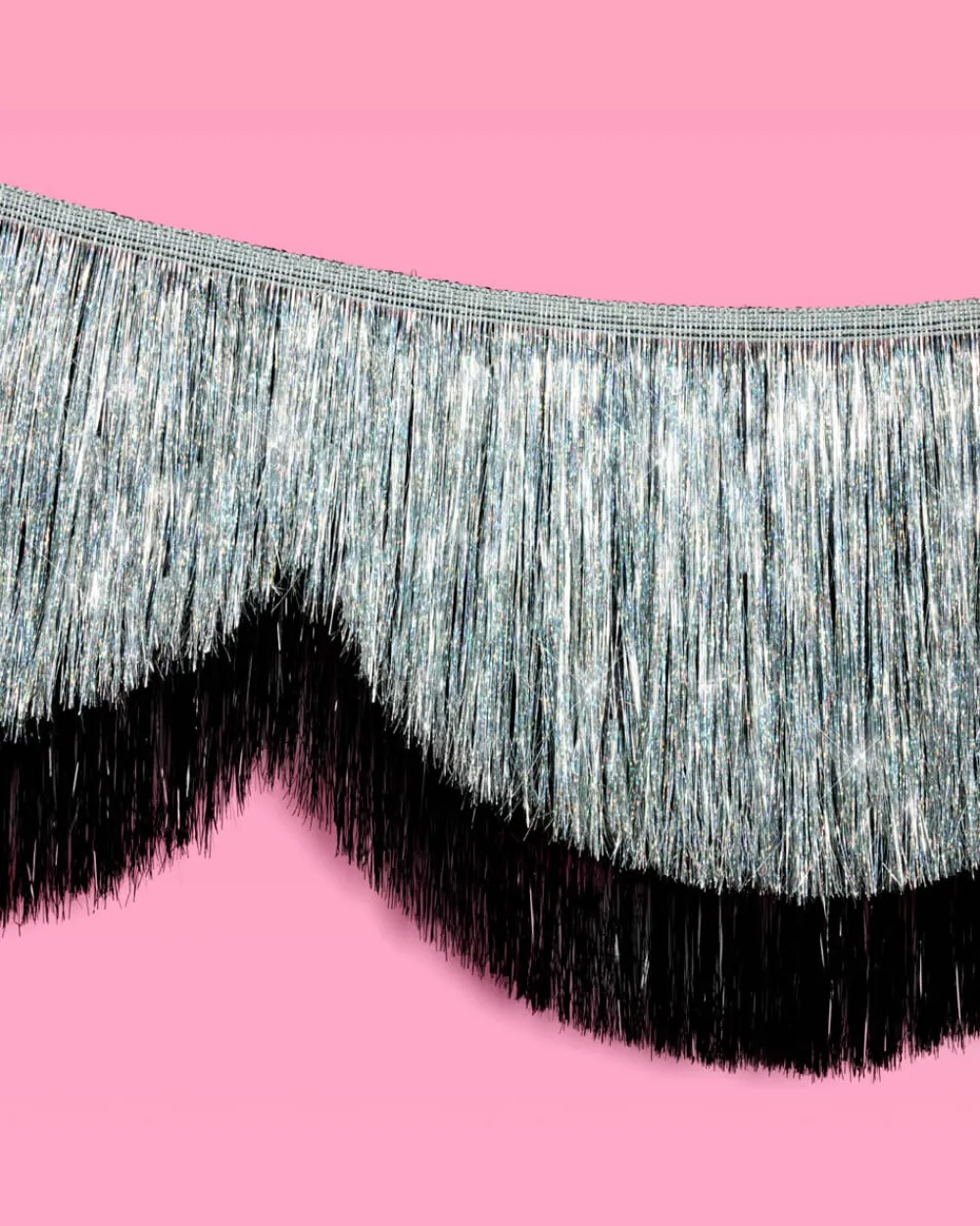 xo, Fetti Black & Silver Scallop Fringe Banner