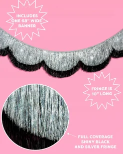 xo, Fetti Black & Silver Scallop Fringe Banner