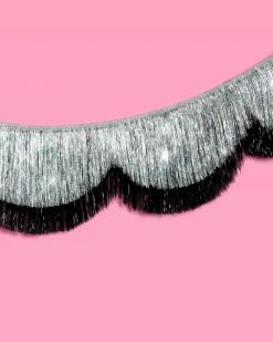 xo, Fetti Black & Silver Scallop Fringe Banner