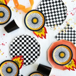 Outlet Bonjour Fete Black & White Signature Checker Large Plates