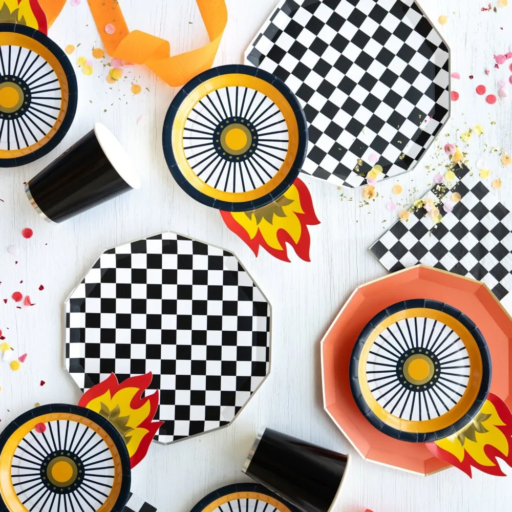 Outlet Bonjour Fete Black & White Signature Checker Large Plates