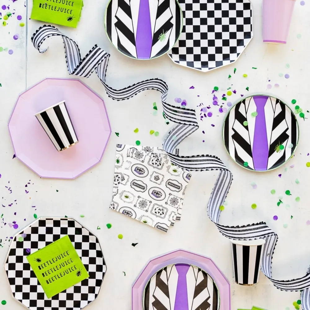 Outlet Bonjour Fete Black & White Signature Checker Large Plates