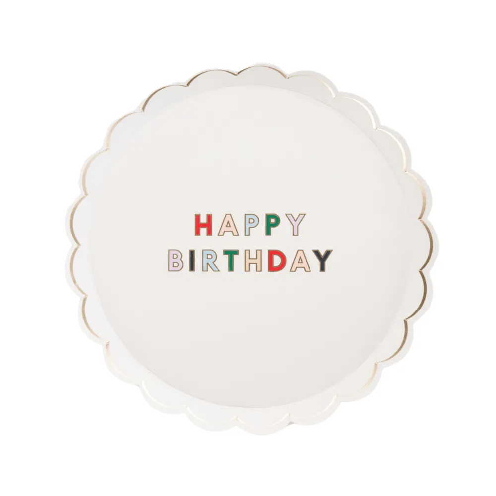Clearance Bonjour Fete Blanc White Signature Happy Birthday Small Plates