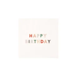 Best Bonjour Fete Blanc White Signature Happy Birthday Cocktail Napkins