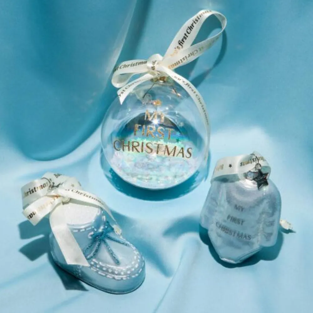 Online Vondels Blue Baby Snow Boot Glass Ornament