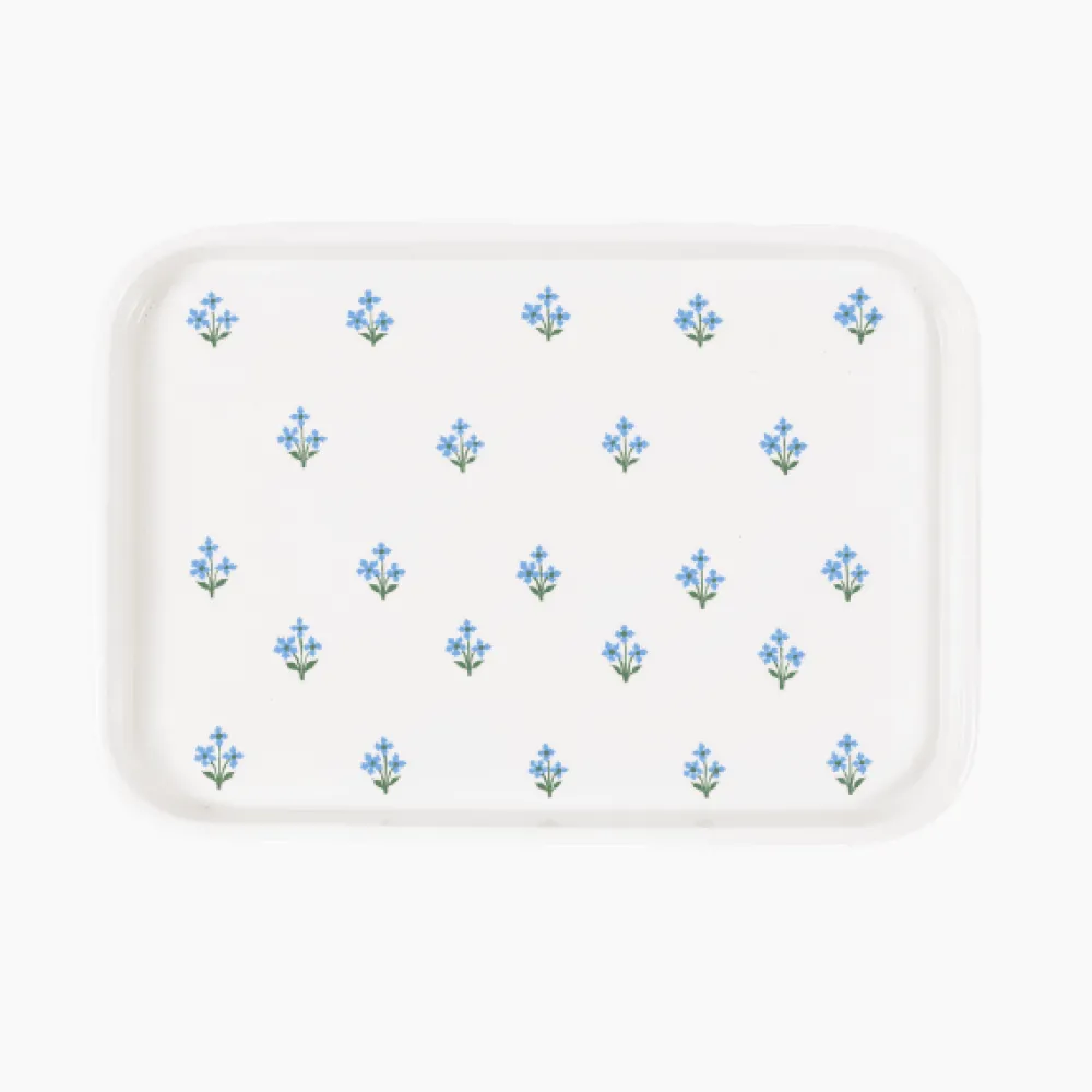 Best Trudie Blue Floral Hand-painted Enamelware Tray