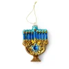 Online Glitterville Blue Menorah Glass Ornament by